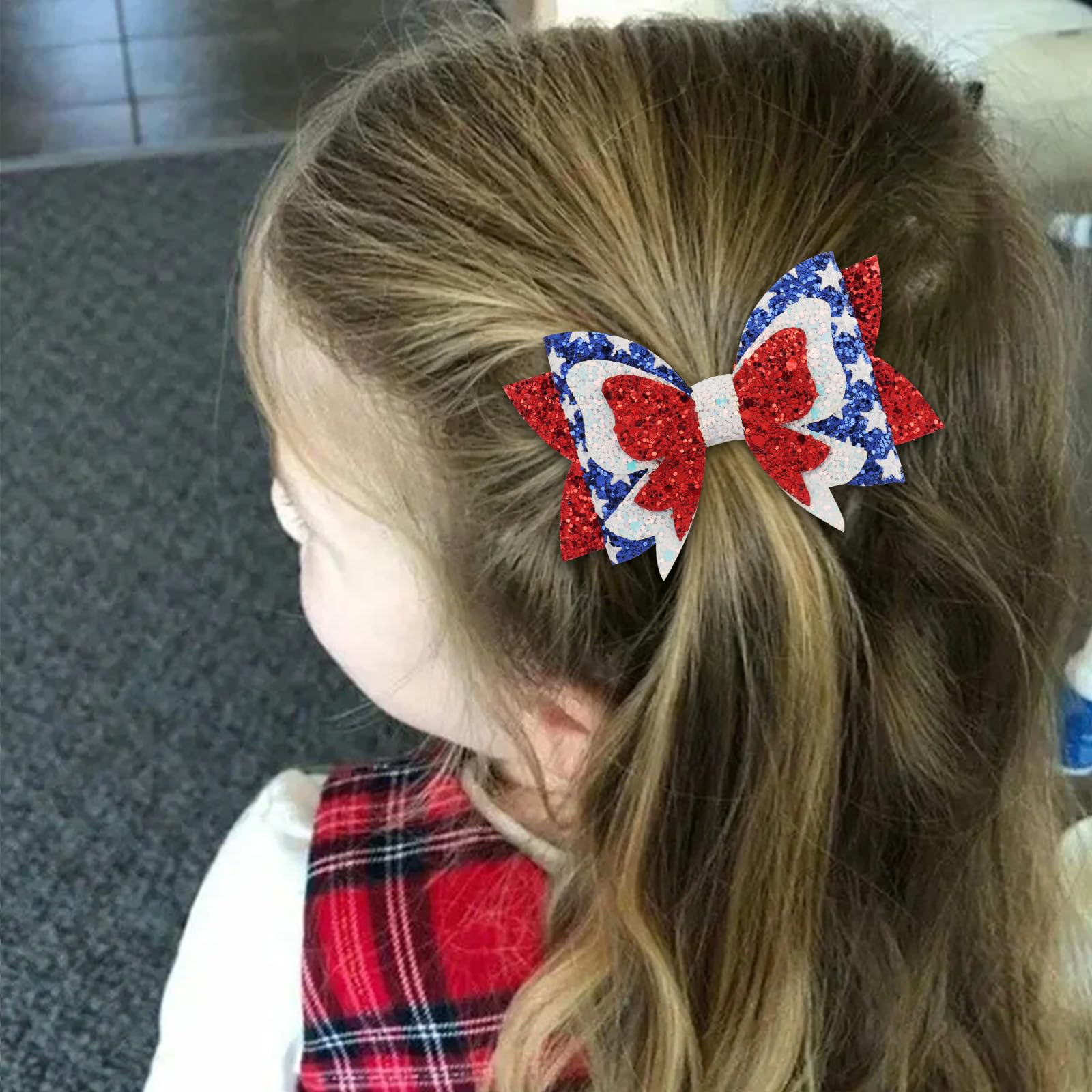 TODDER bow clipped in girl's hair demonstrates secure hold and style boost