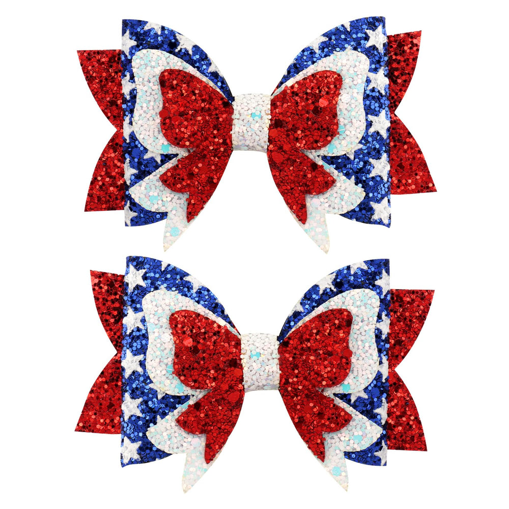 TODDER front view of two red white blue bows shows festive look and easy gifting