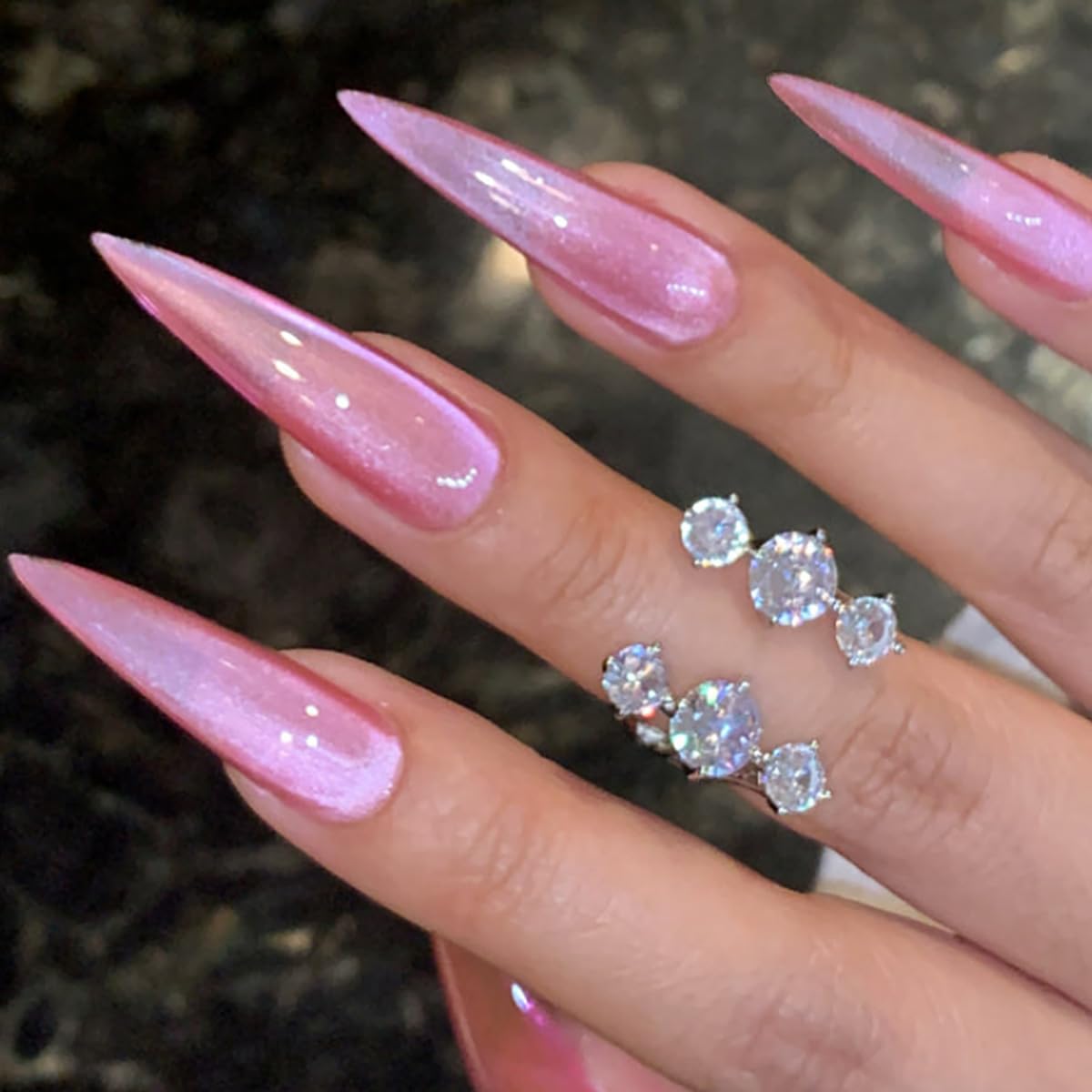 TOGZOM front packaging showing 24-piece pink cat eye nails, great for gifting