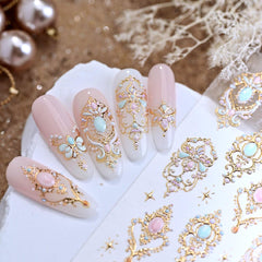 TOGZOM front sheet gold nail stickers showing full sheet and arrangement - luxe accent