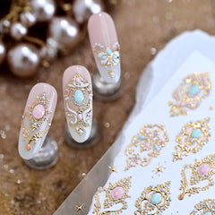 TOGZOM lifestyle image of woman displaying finished manicure with gold gems for elegant results - salon feel