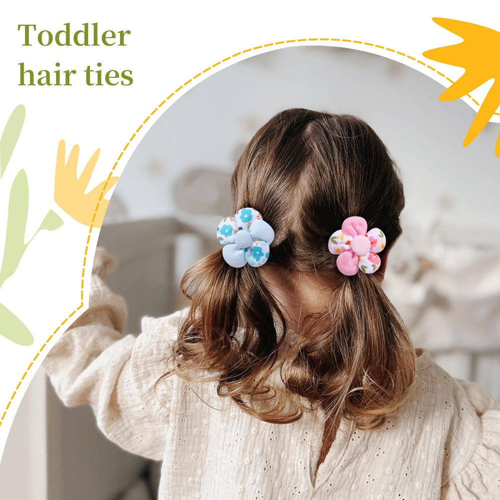 TOKUFAGU hair ties in use on toddler ponytail for secure gentle hold