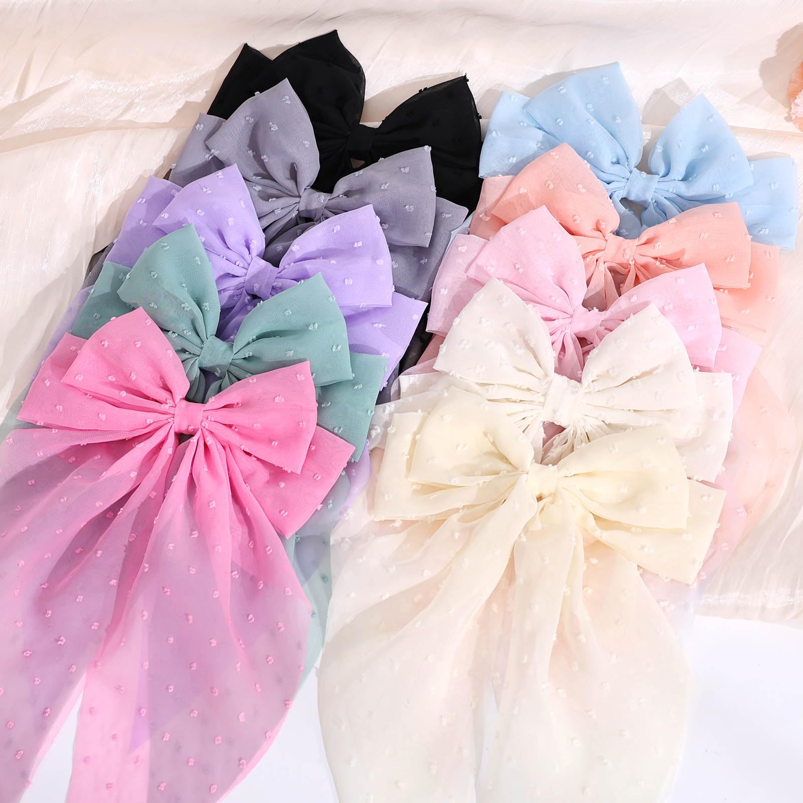 TOKUFAGU ten bows laid flat showing color variety for wardrobe coordination