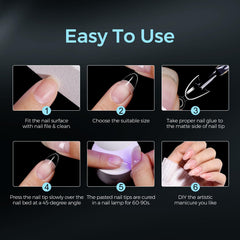 TOMICCA painted tips in French style illustrating polish compatibility and clean finish