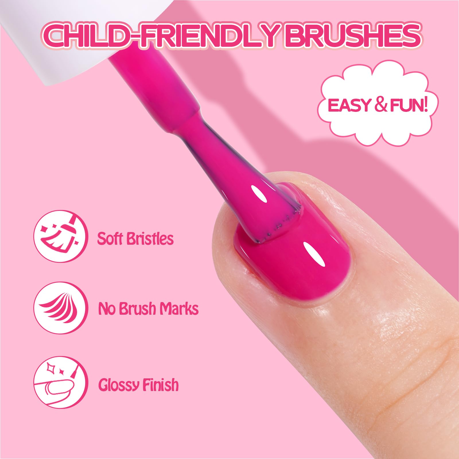 TOMICCA application on child nails illustrating quick-dry coverage and tidy results