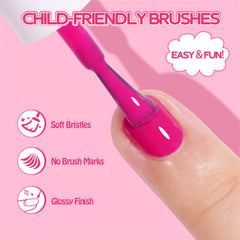 TOMICCA application on child nails illustrating quick-dry coverage and tidy results