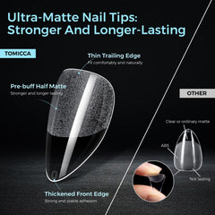 tomicca clear tip top view highlighting almond shape for natural look benefit
