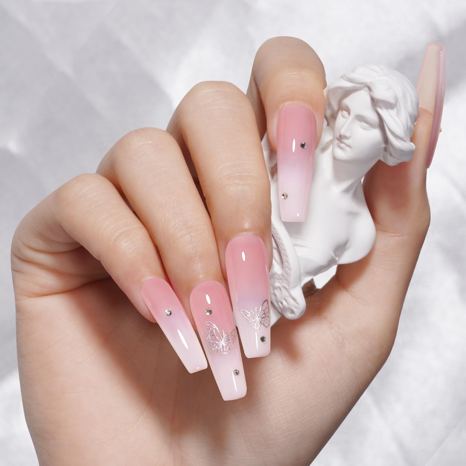 TOMICCA cured nails close-up showing translucent pink glossy finish benefit