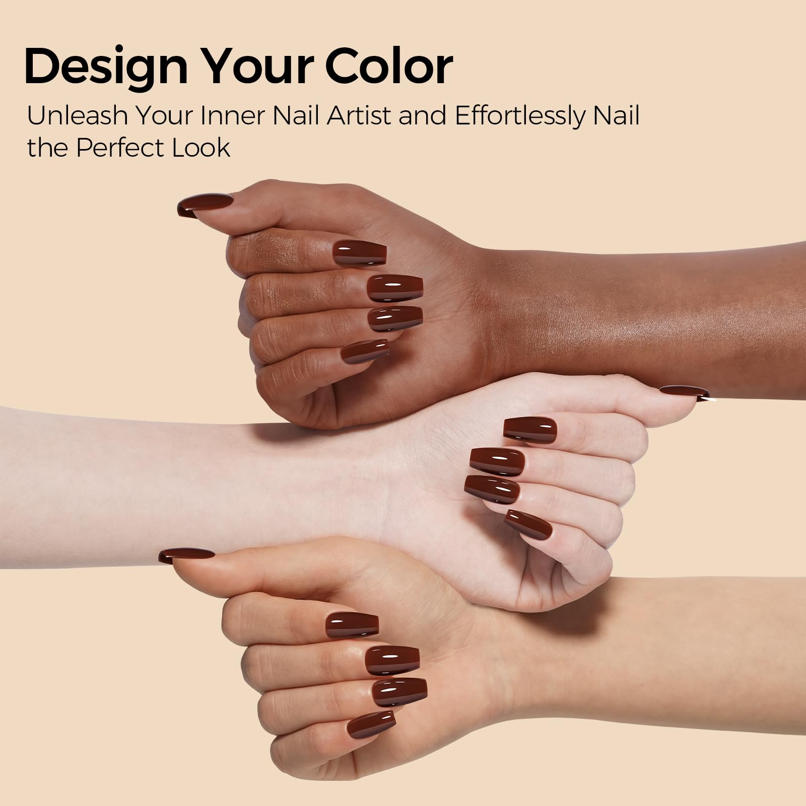 TOMICCA dark brown used in nail art with pearls and matte contrast