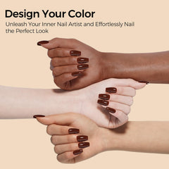TOMICCA dark brown used in nail art with pearls and matte contrast