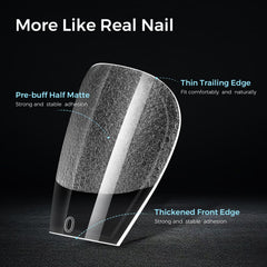 TOMICCA finished short coffin manicure lifestyle image highlighting wearable style