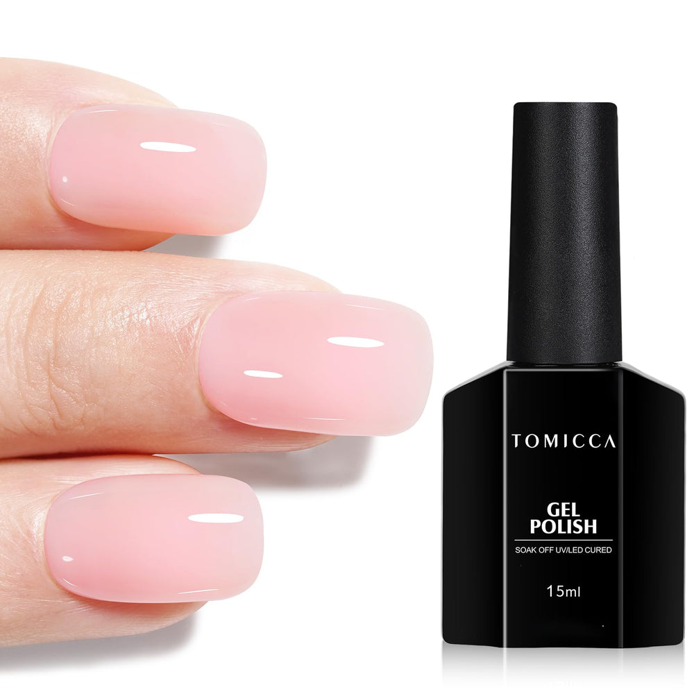 TOMICCA front bottle showing light milky pink shade and label benefit