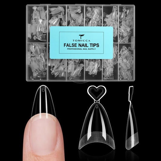 TOMICCA front packaging showing 504-piece almond tips and clear benefits