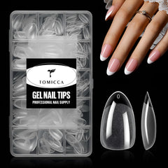 TOMICCA front packaging showing 240-piece short almond set and clear benefits