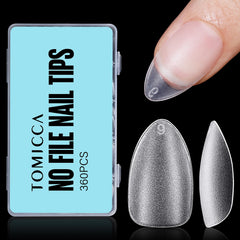 TOMICCA front packaging showing 360-piece short almond set and benefits