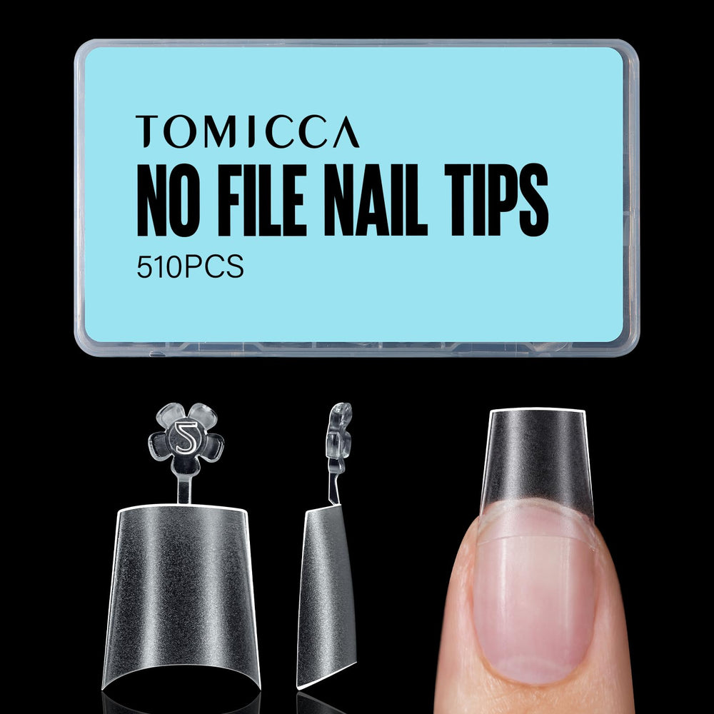 TOMICCA front packaging showing 510 short coffin tips and size variety for savings