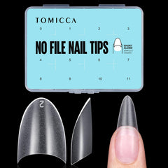 TOMICCA front packaging showing 504-piece full matte nail tips, convenient kit