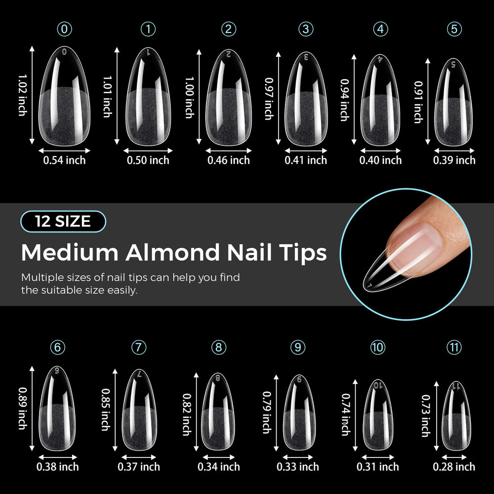 TOMICCA full set of 240 clear gel tips laid out for long-lasting value
