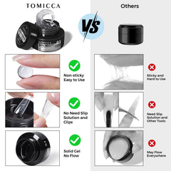 TOMICCA dual form extension process showing strong natural-looking nails