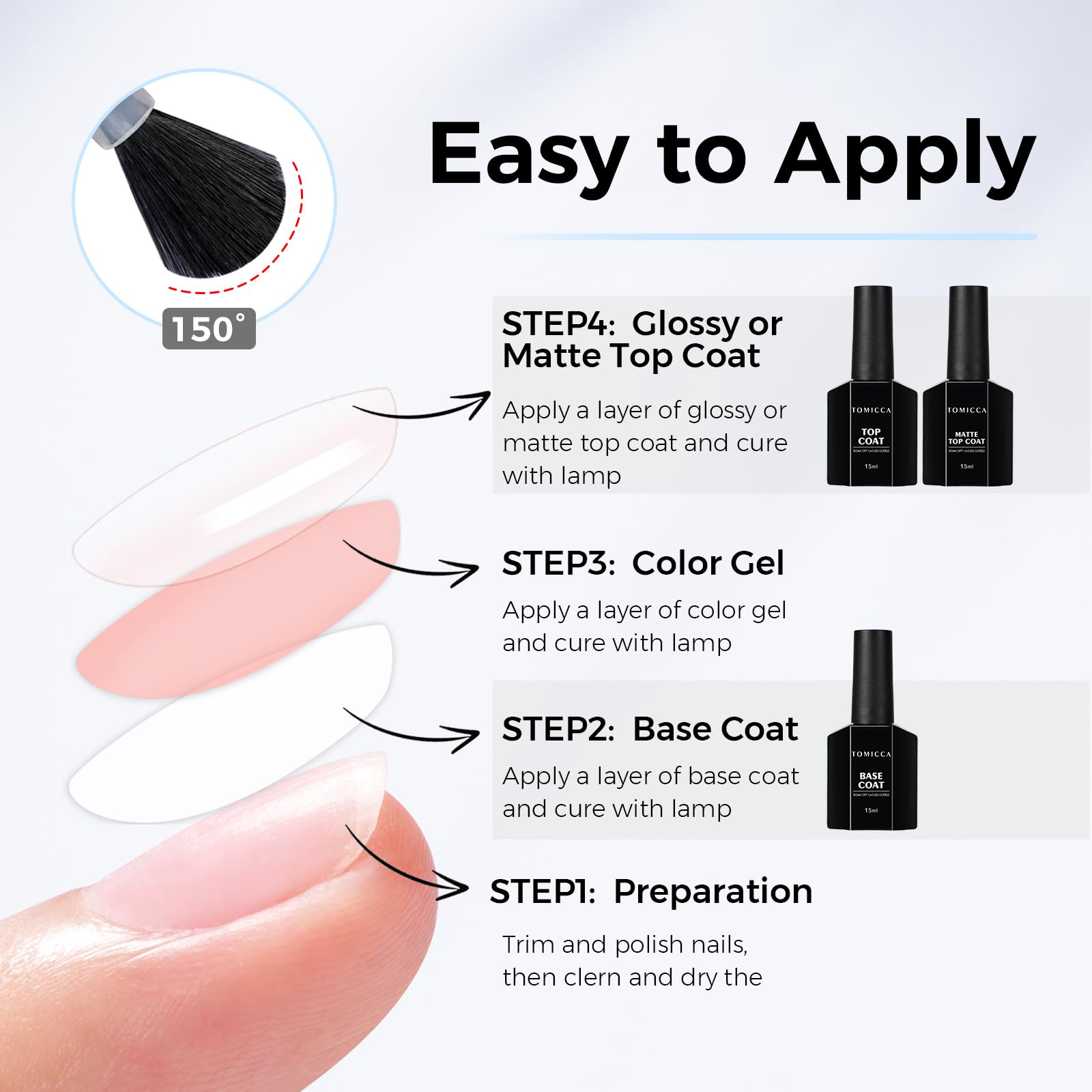 TOMICCA being applied to natural nail for stronger polish adhesion