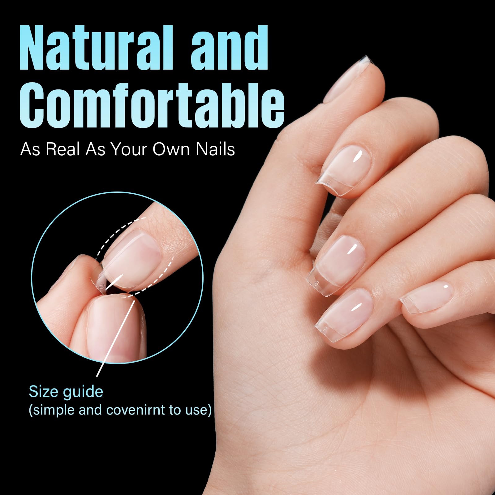TOMICCA nails applied on hand demonstrating natural fit benefit