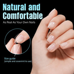 TOMICCA nails applied on hand demonstrating natural fit benefit