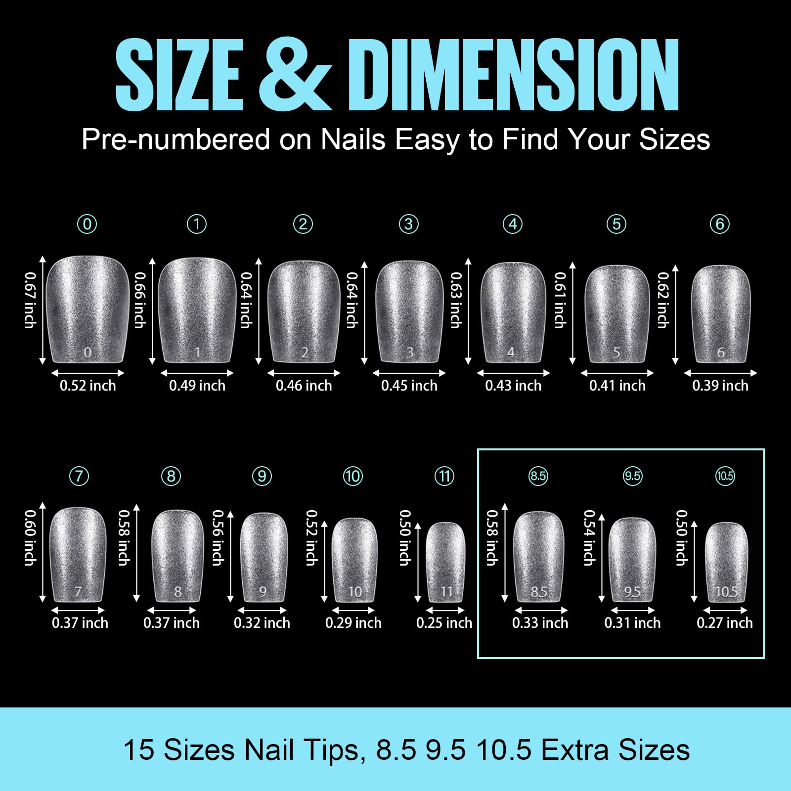 TOMICCA tips applied on short nails delivering natural-looking results