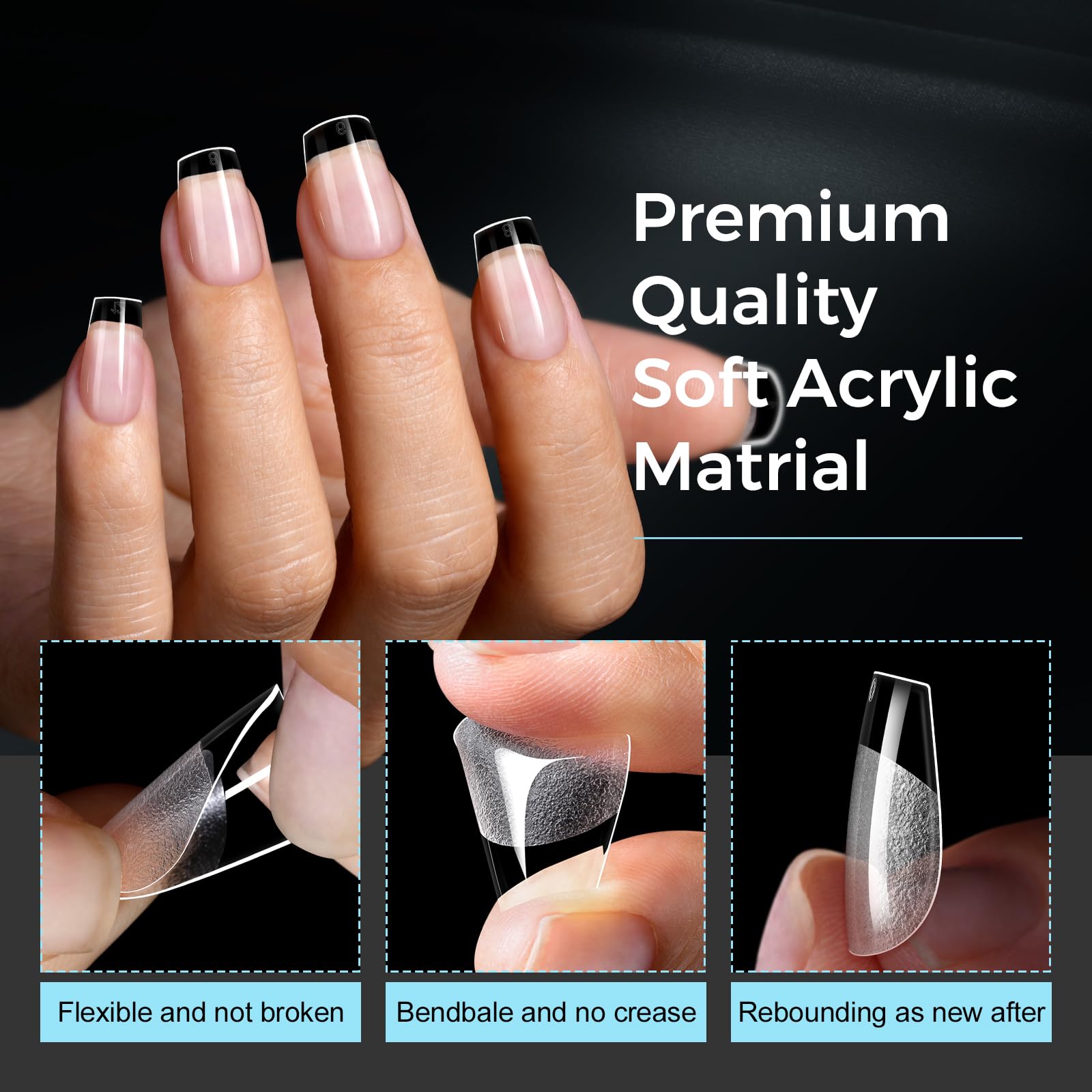 TOMICCA in-use application with glue showing quick, easy press-on benefit