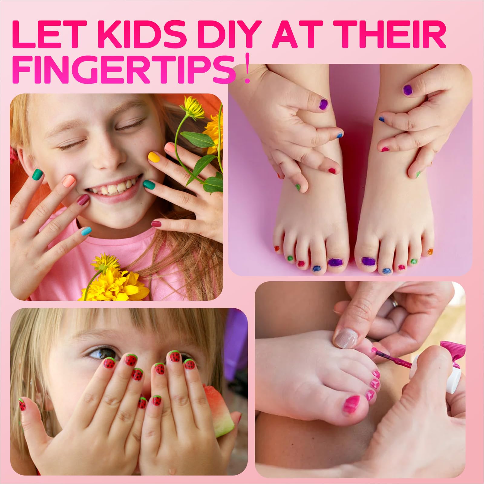 TOMICCA kids applying nail polish supervised, encouraging safe creative play