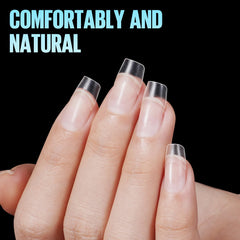 TOMICCA lifestyle shot of woman wearing short squoval nails for everyday wear