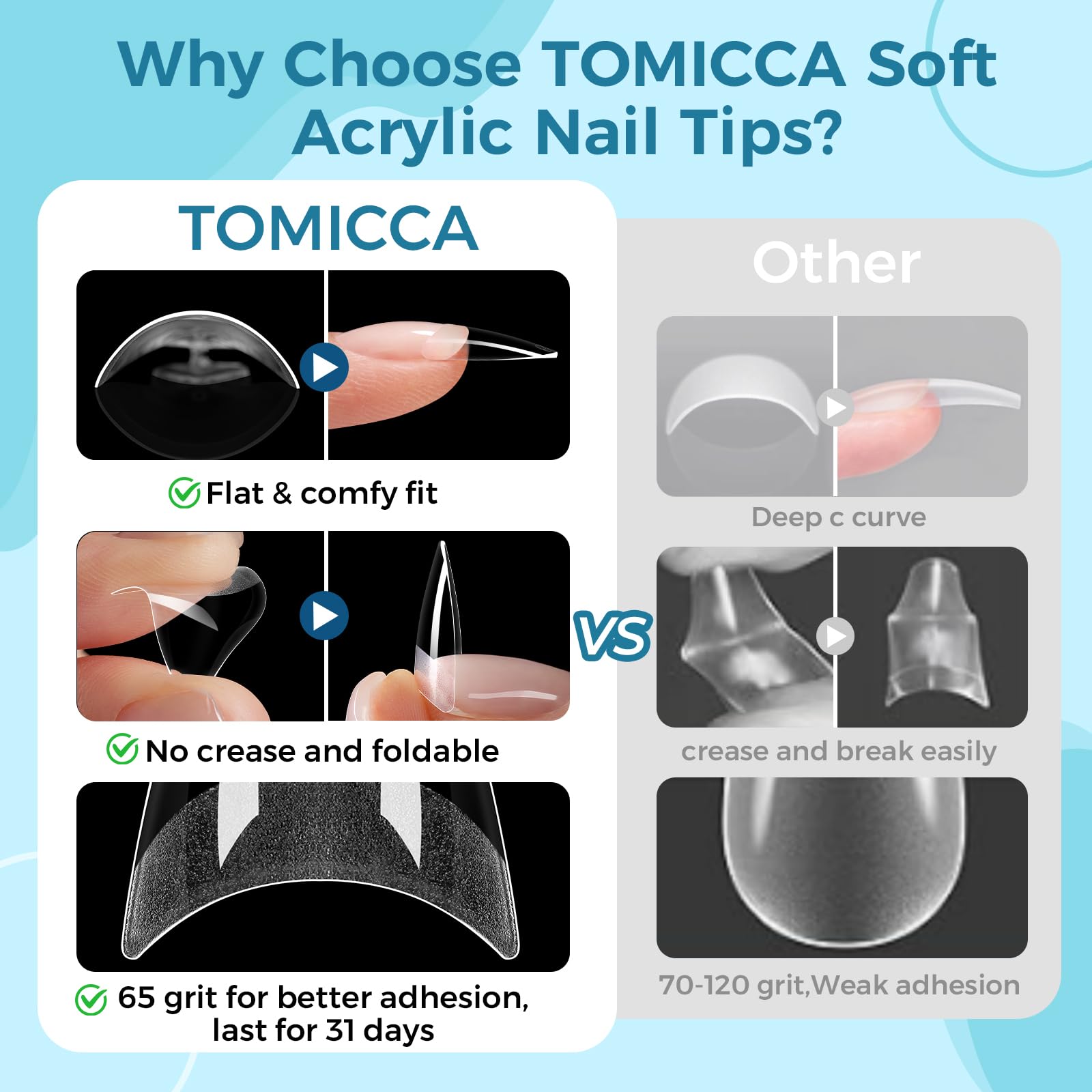 TOMICCA press-on application being applied for quick at-home manicure