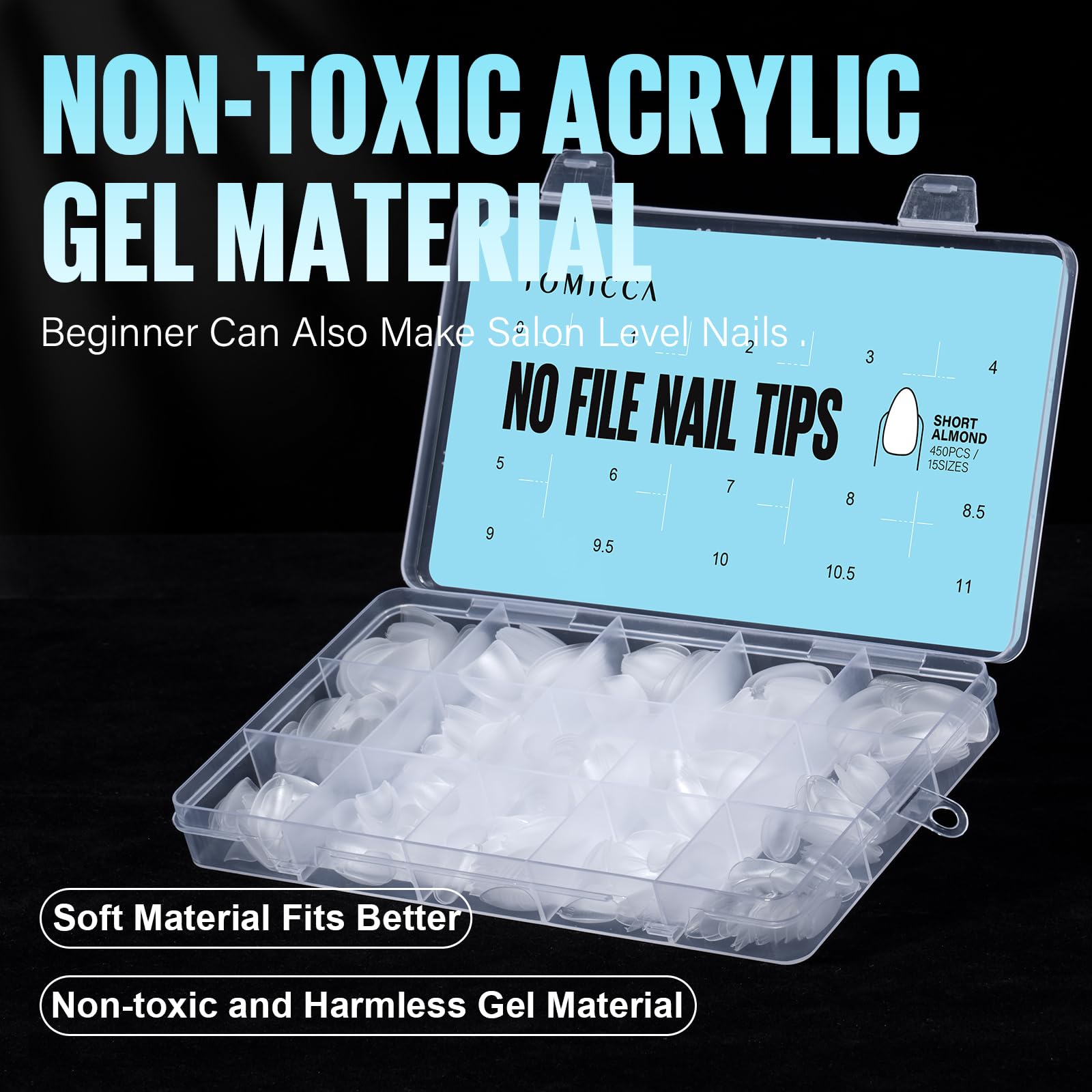 TOMICCA organized storage tray with labeled sizes for tidy reuse