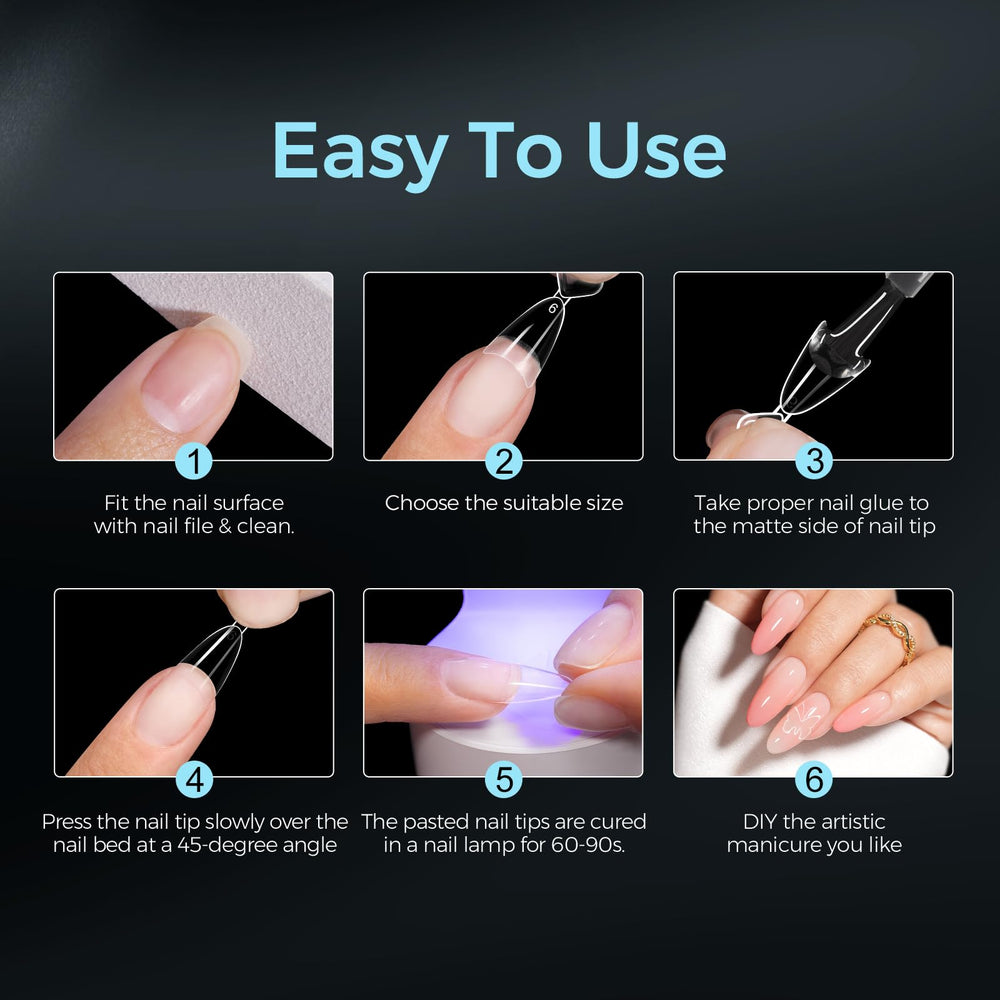 TOMICCA styled almond French manicure illustrating elegant finish
