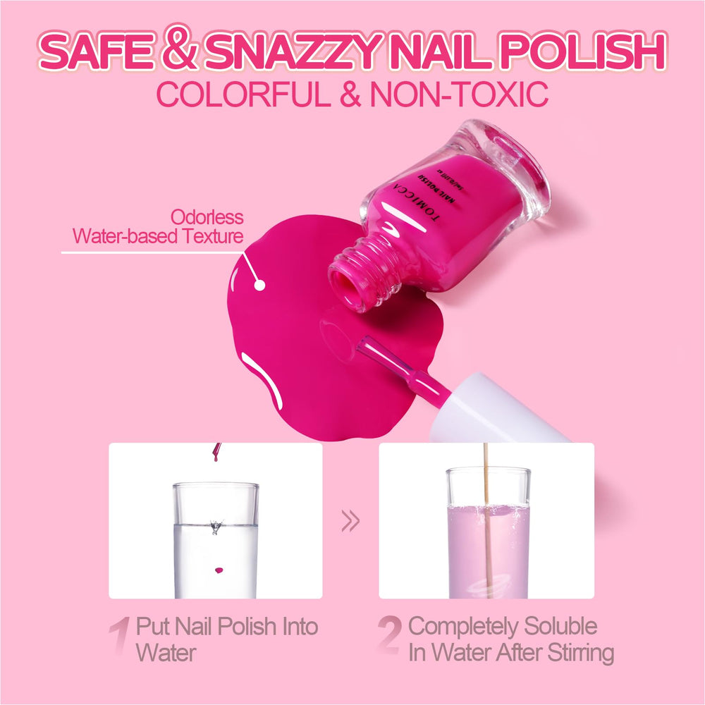 TOMICCA texture detail gloss highlighting smooth finish and kid-safe water-based formula