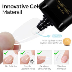 TOMICCA semi-solid gel texture on brushless nozzle demonstrating bubble-free spread