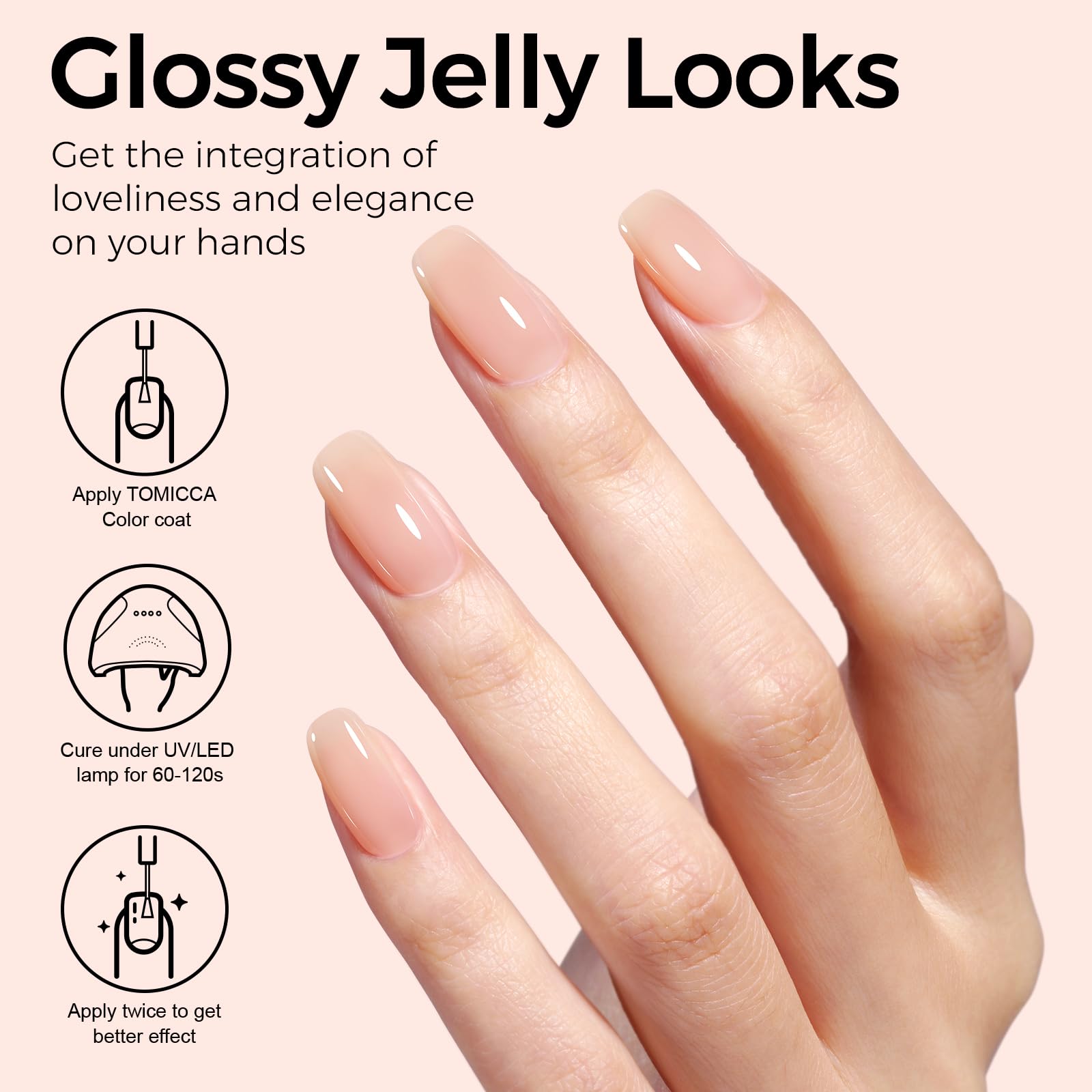 TOMICCA texture swipe on nail wheel shows sheer jelly finish benefit
