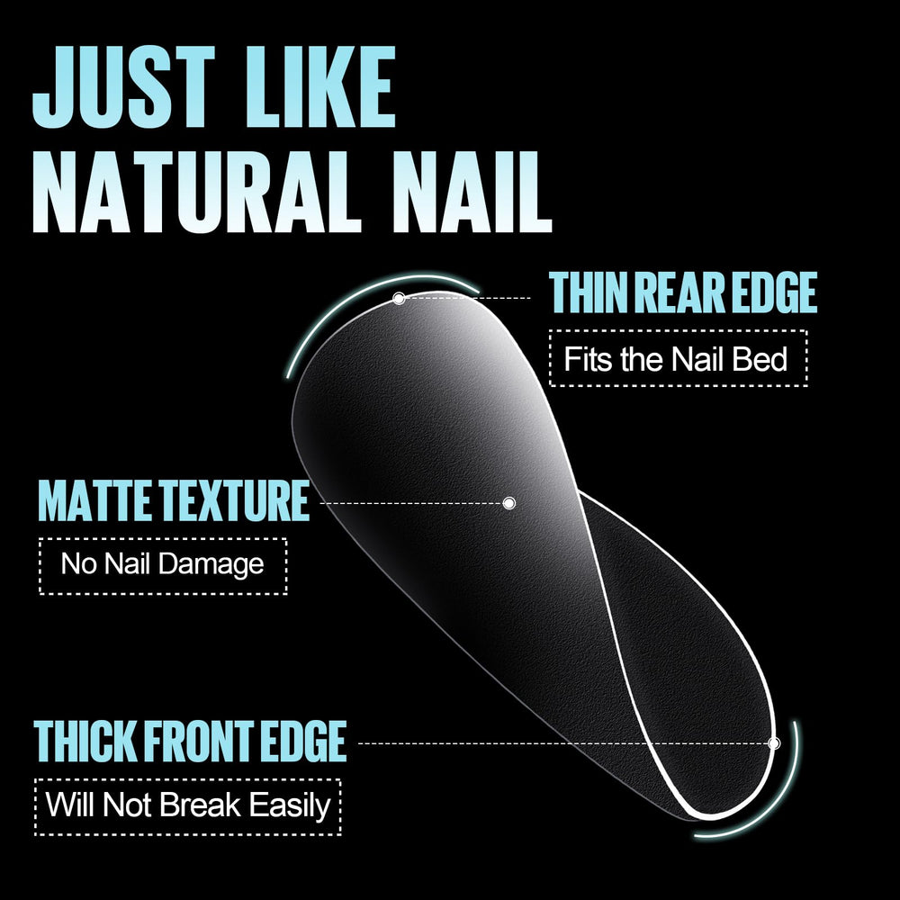 TOMICCA applied tips on nails demonstrating natural appearance