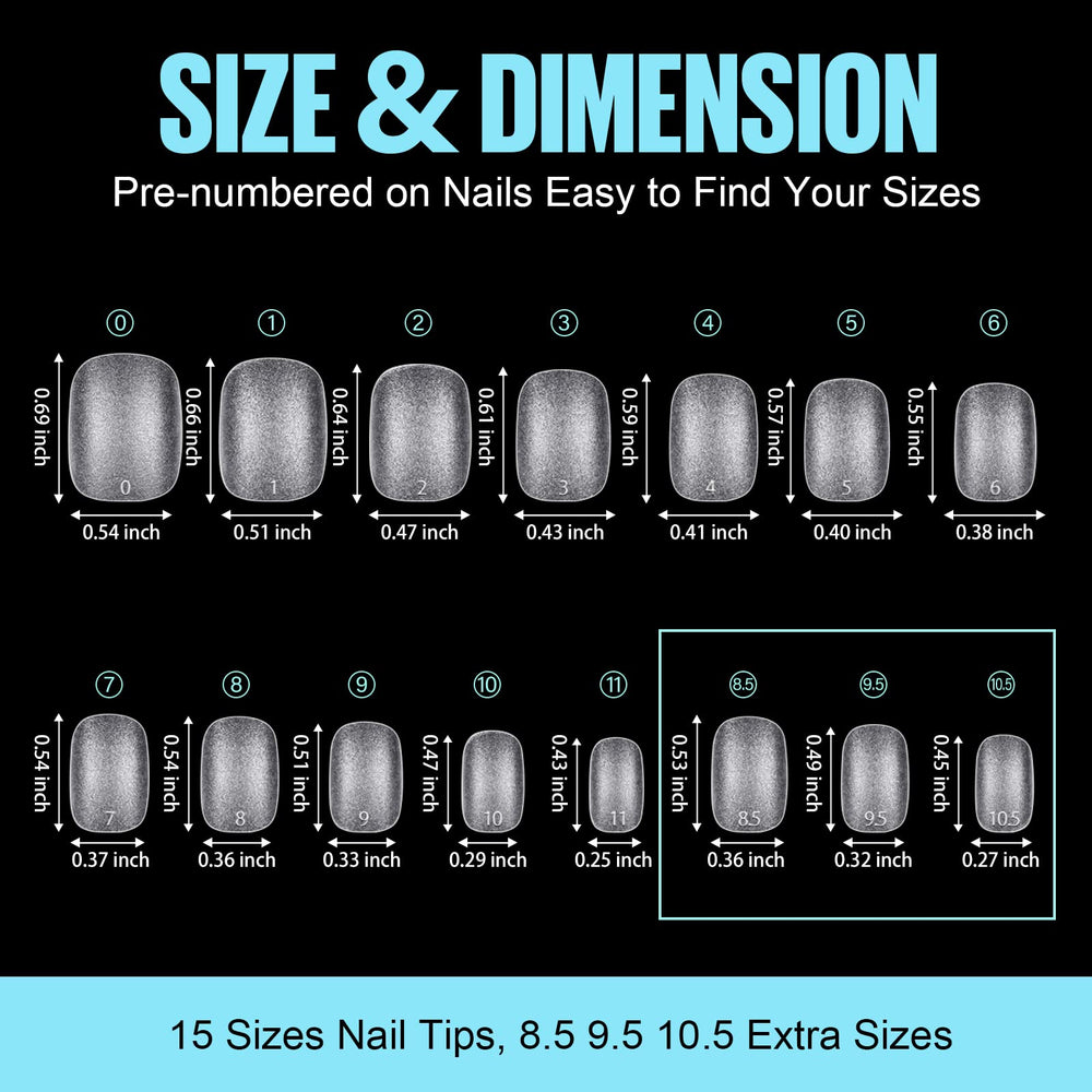 TOMICCA tips held in hand showing extra-short oval scale