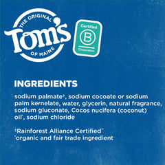 Tom's of Maine label close-up with B Corp mark showing brand transparency