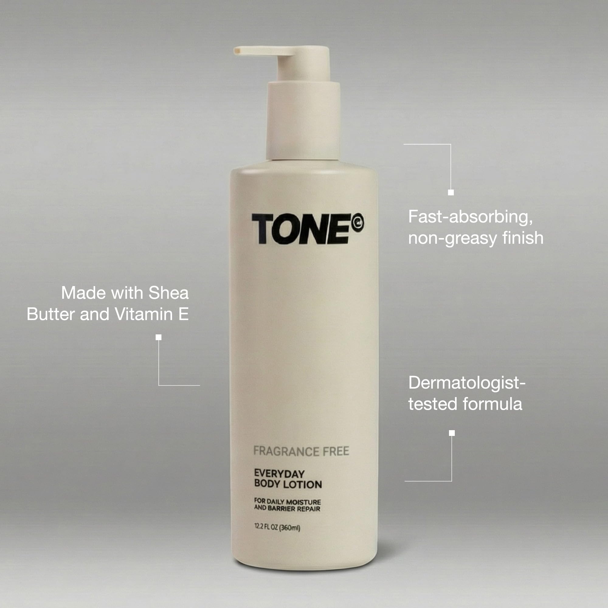 TONE shea butter and vitamin E ingredients displayed for nourishing hydration benefits
