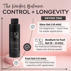 TONES brush applying acrylic to nail for superior adhesion and controlled shaping