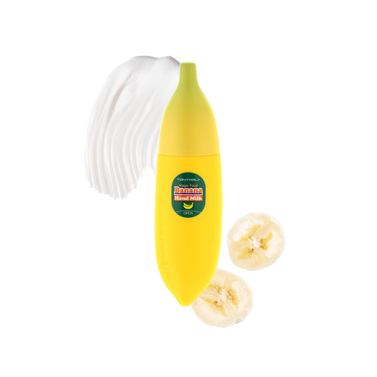 TONYMOLY front tube view showing playful banana packaging and portable size