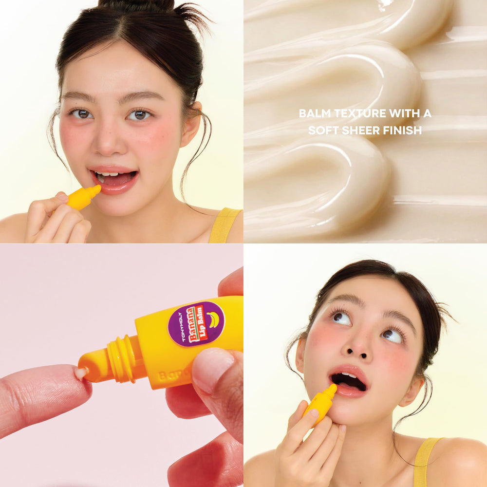 TONYMOLY banana mini open showing smooth balm texture and quick absorption benefit