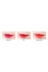 TONYMOLY shade on model smiling to showcase natural cherry-pink stain effect