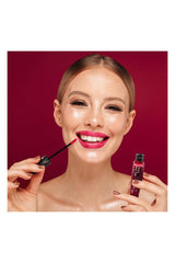 TONYMOLY creamy texture swatch showing cherry-pink color payoff and glossy finish
