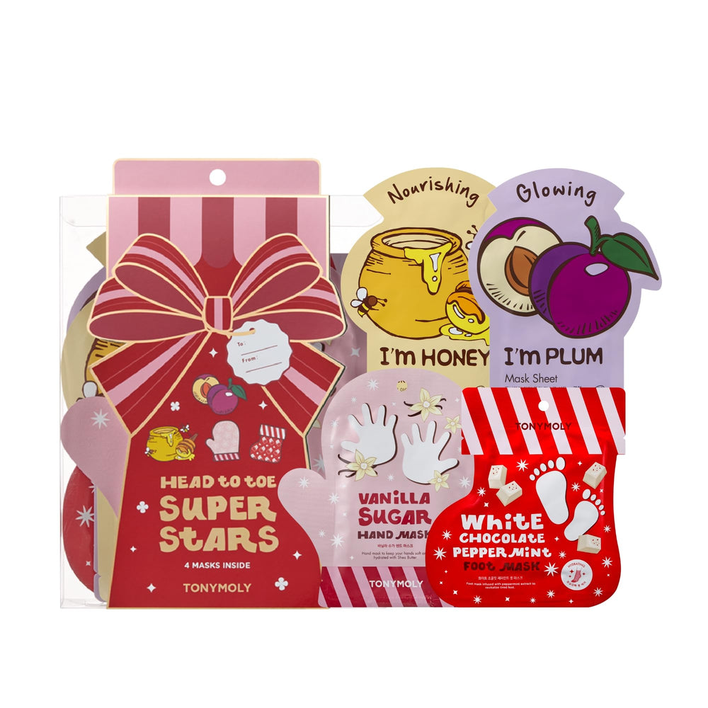 TONYMOLY head to toe set front packaging showing all four masks and gift-ready look