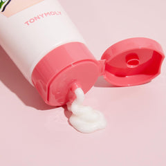 TONYMOLY label detail highlighting peach extract concentration and ingredients