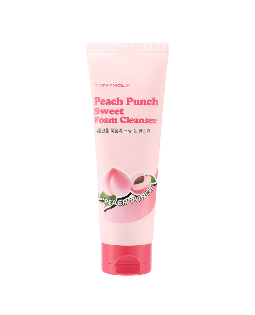 TONYMOLY front packaging showing peach cleanser and clear product benefits