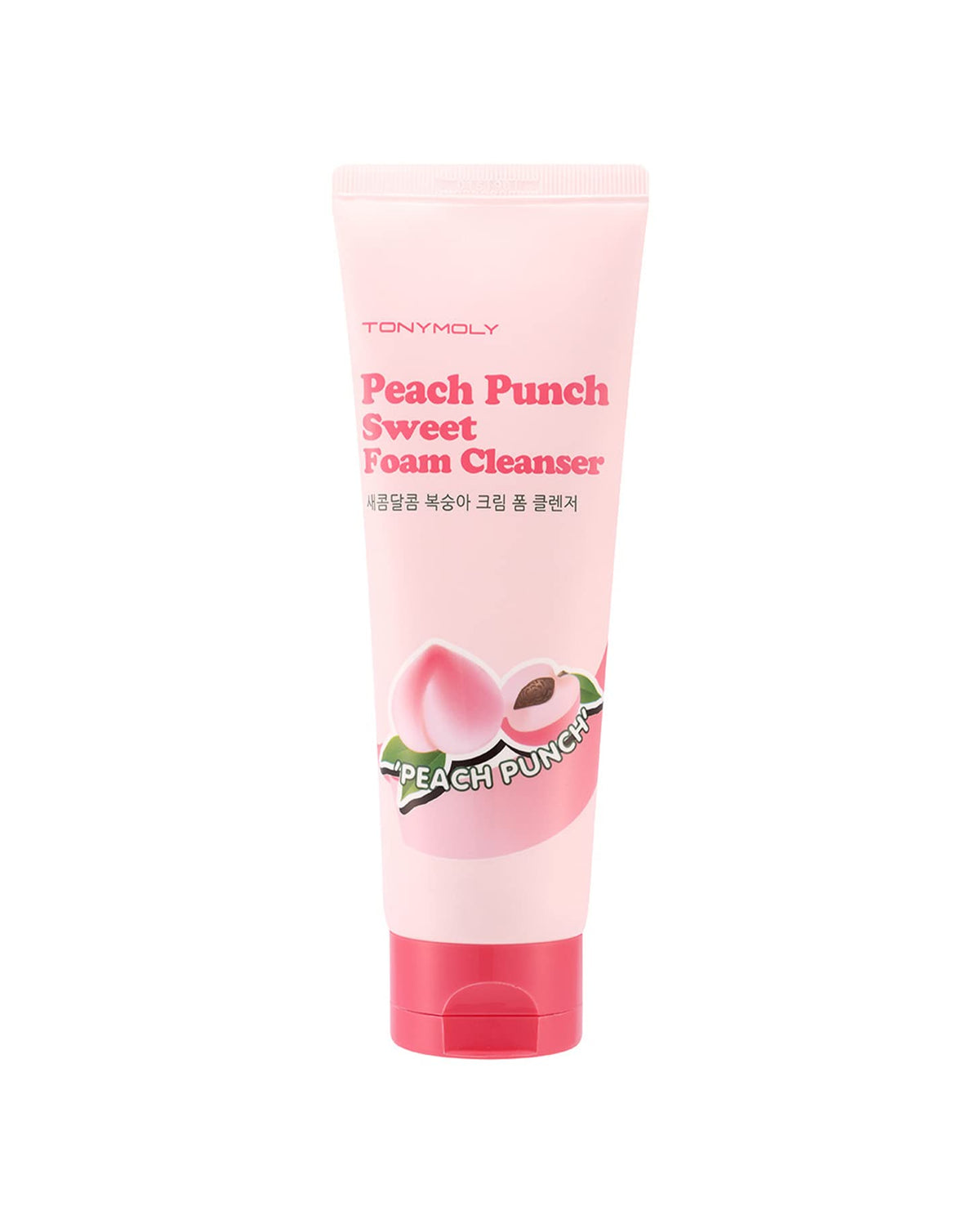 TONYMOLY front packaging showing peach cleanser and clear product benefits