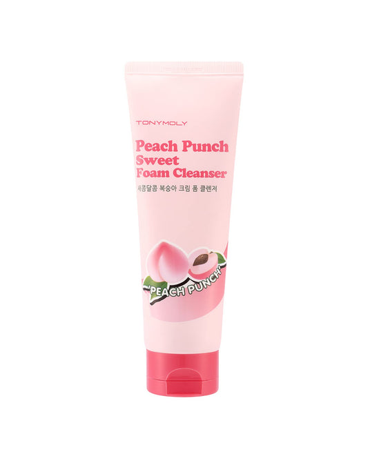 TONYMOLY front packaging showing peach cleanser and clear product benefits